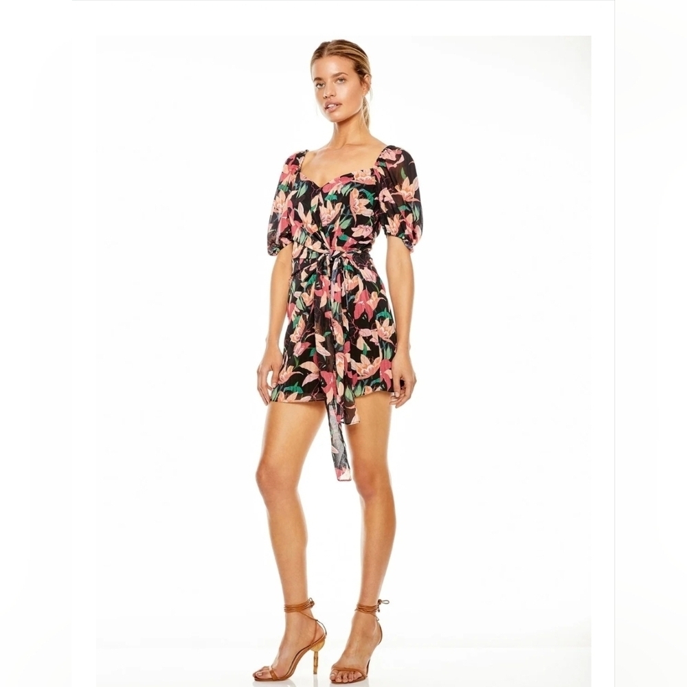 REVOLVE La Maison Talulah Night Mirage Mini Floral Puff Sleeve Dress Tropical